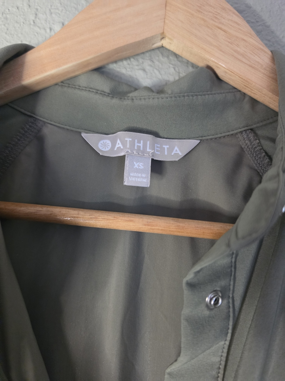 Athleta Olive Green Utility Jacket with Snap Front